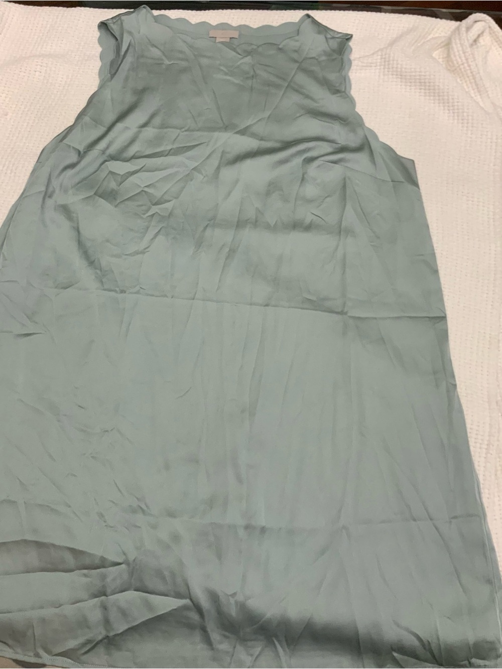 New H&M Seafoam Green Scallop-Trim XL Slip Dress